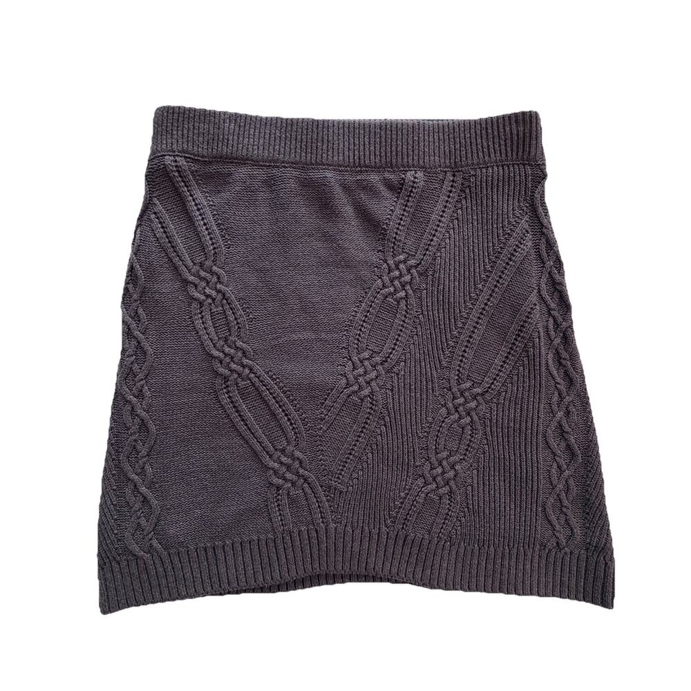 Maeve by Anthropologie Grey Cable Knit Sweater Lined Skirt Sz L Preppy